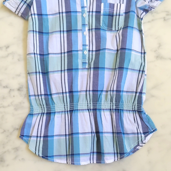 H&M 100% Cotton Short Sleeve Multi Color Plaid Shirt with buttons. - Picture 2 of 4